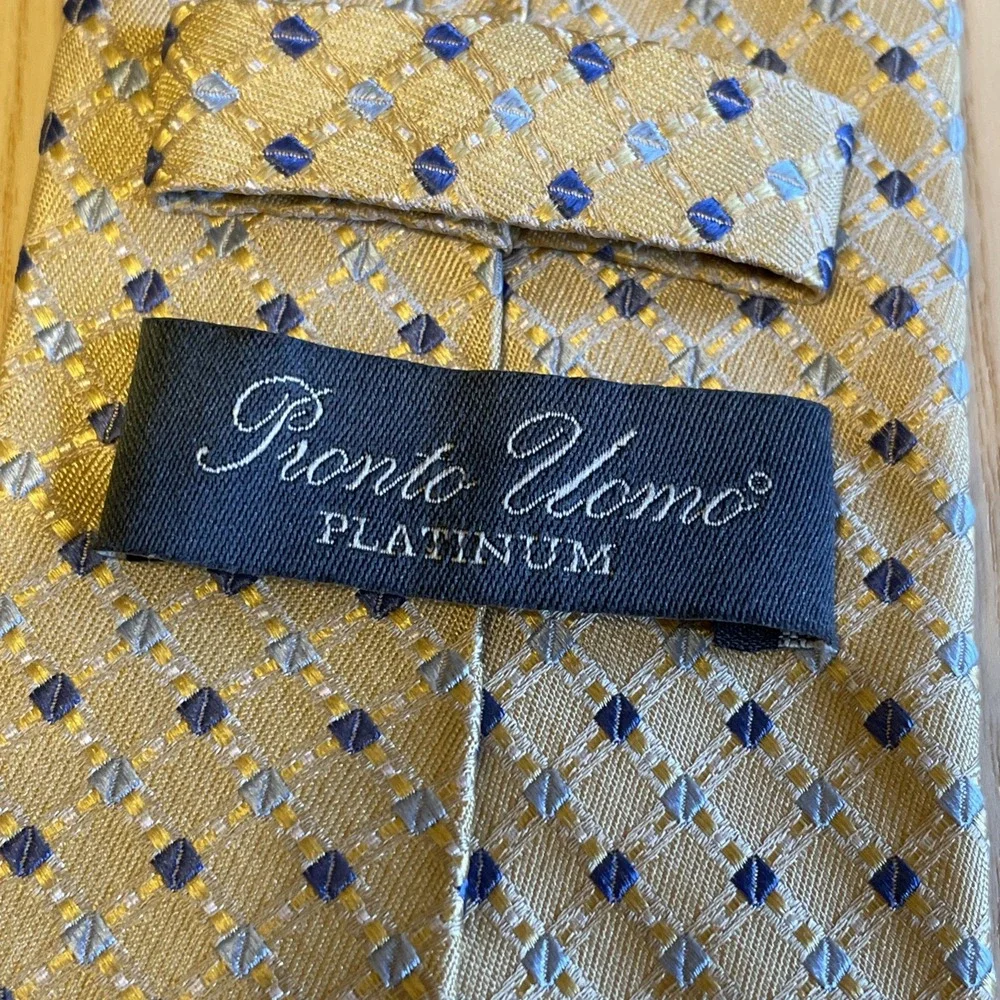 Pionto Uomo Platinum‎ Neck Tie Silk Gold / Blue